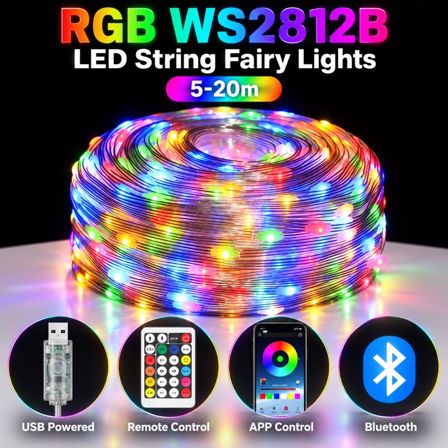Ws2812B Strip 5V - 5-20m WS2812B RGB LED Lampki Dekoracyjne